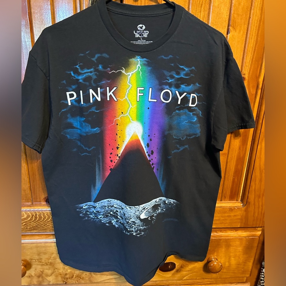 Large PINK FLOYD T-Shirt Liquid Blue Logo